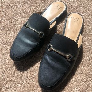 Black slip on mules